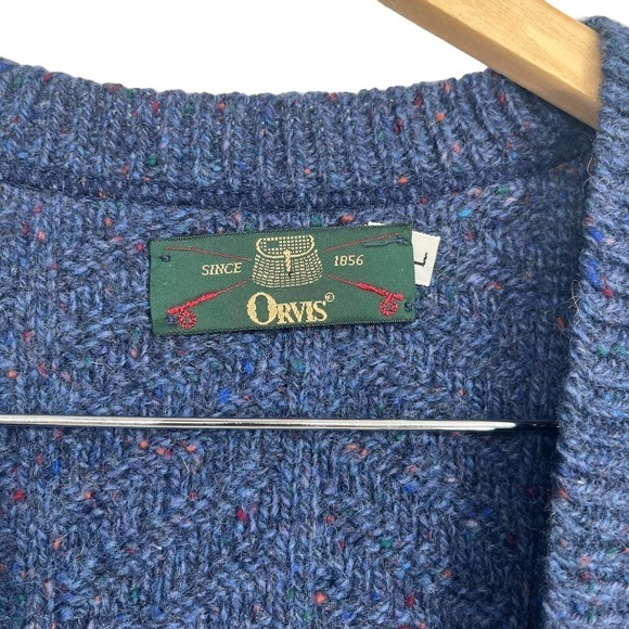 Vintage 90’s Orvis Sweater Vest Blue Button Front Academia Large - Picture 6 of 6